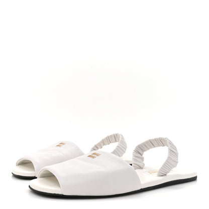 Miu Miu Vitello Nappa Ruched Flat Sandals 39 White 4 of 10