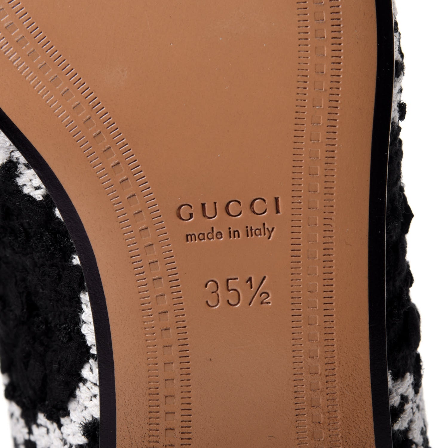 Gucci Tweed GG Monogram Horsebit Womens Jordaan Loafers 35.5 Black Natural 8 of 11
