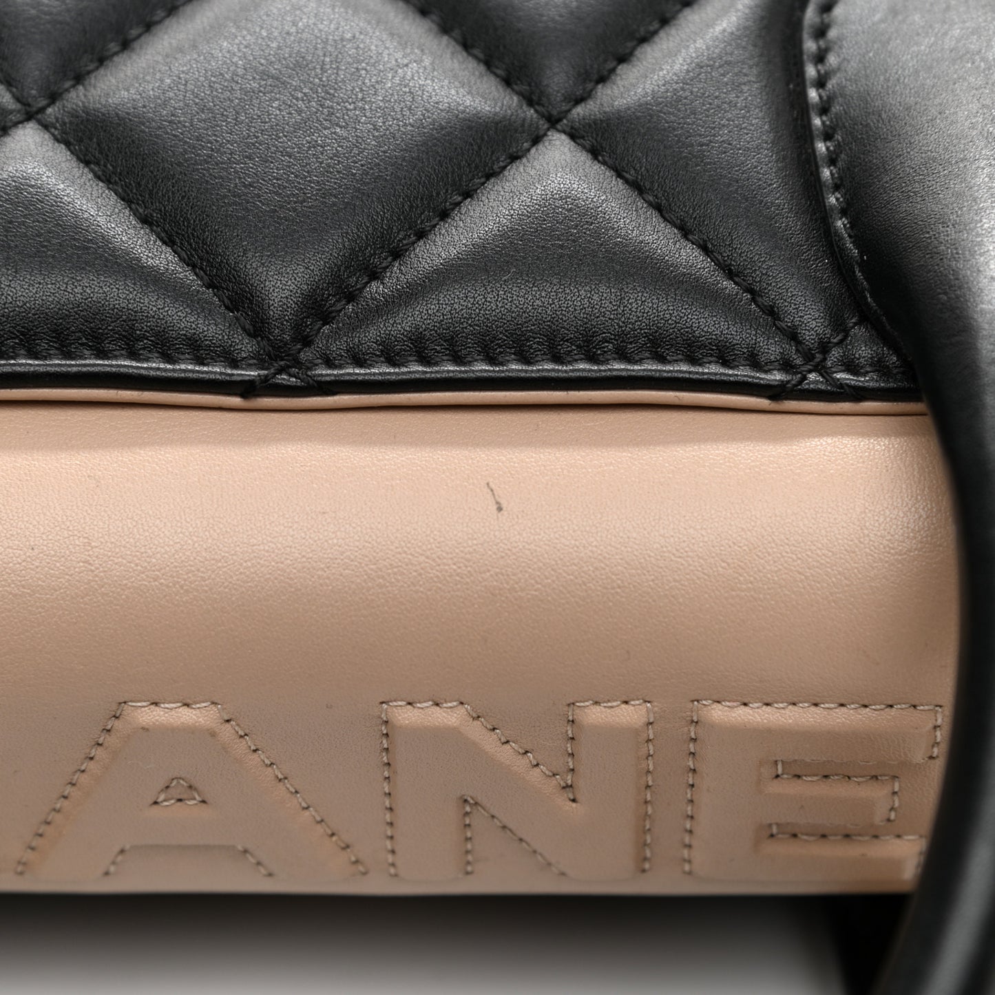 Lambskin Quilted Small Portobello Tote Black Beige