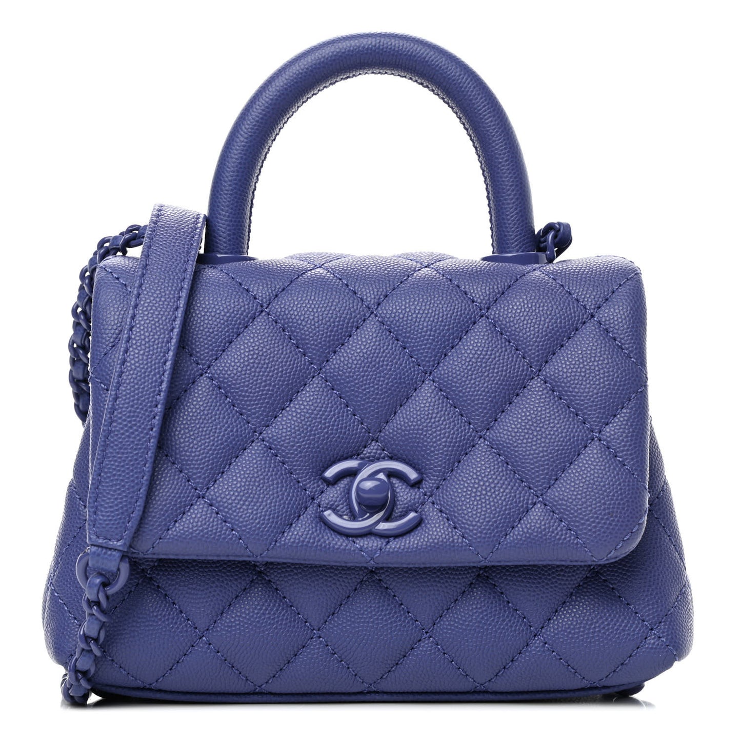 Caviar Quilted Incognito Extra Mini Coco Handle Flap Blue