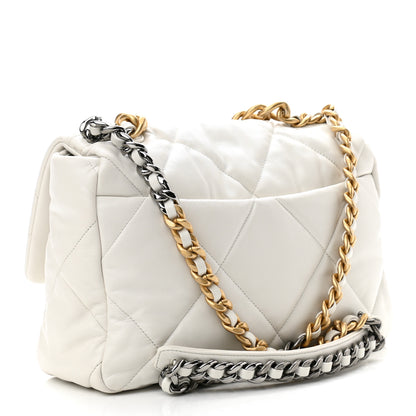 Chanel Goatskin Quilted Large Chanel 19 Flap White 3 of 10