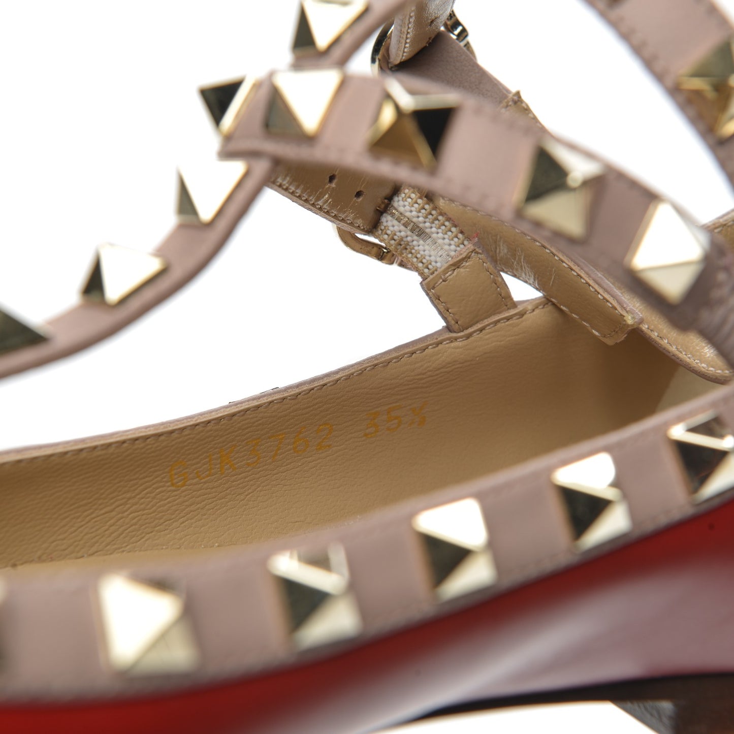 Calfskin Nappa Rockstud Cage Ballerina Flats 35.5 Rosso Valentino Poudre