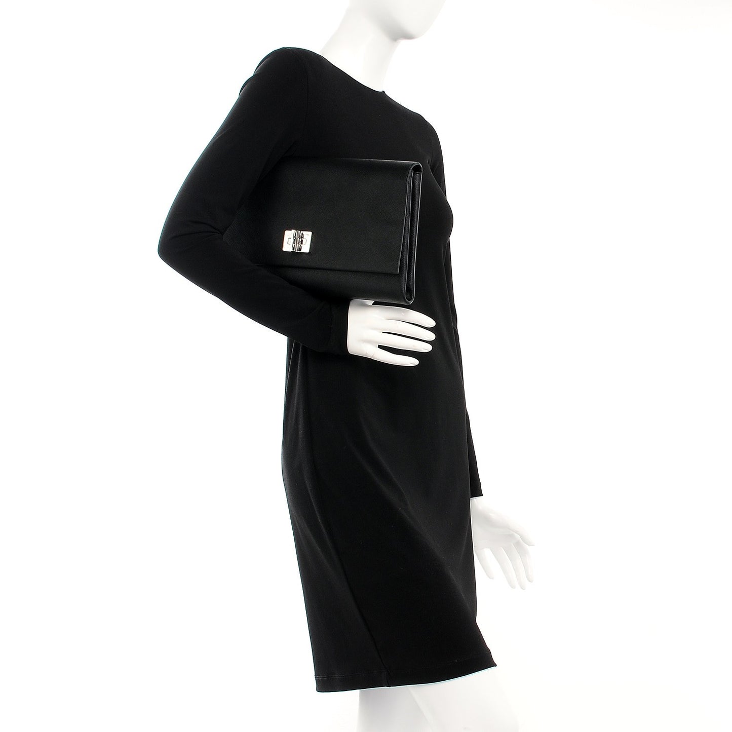Saffiano Lux Flap Clutch Nero Black