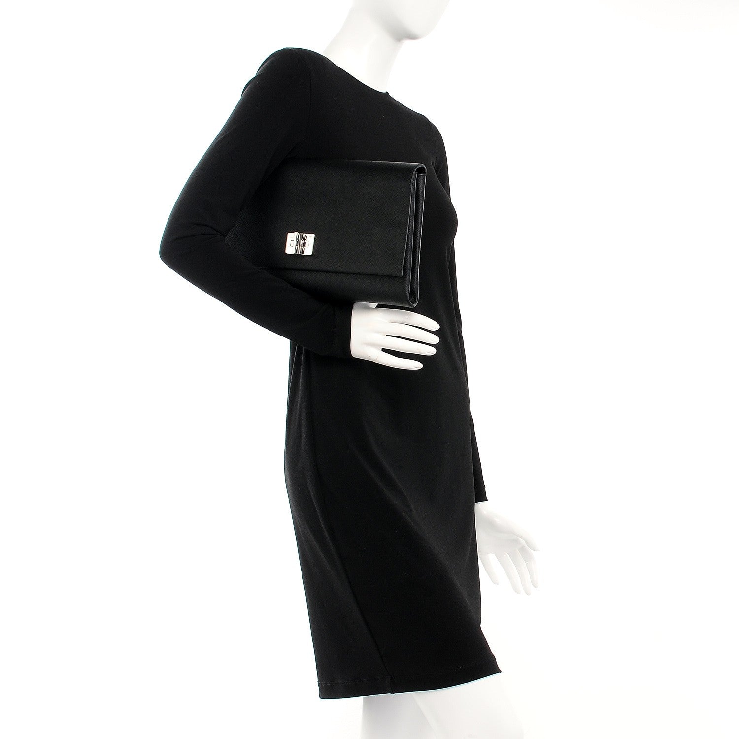 Prada Saffiano Lux Flap Clutch Nero Black 2 of 6