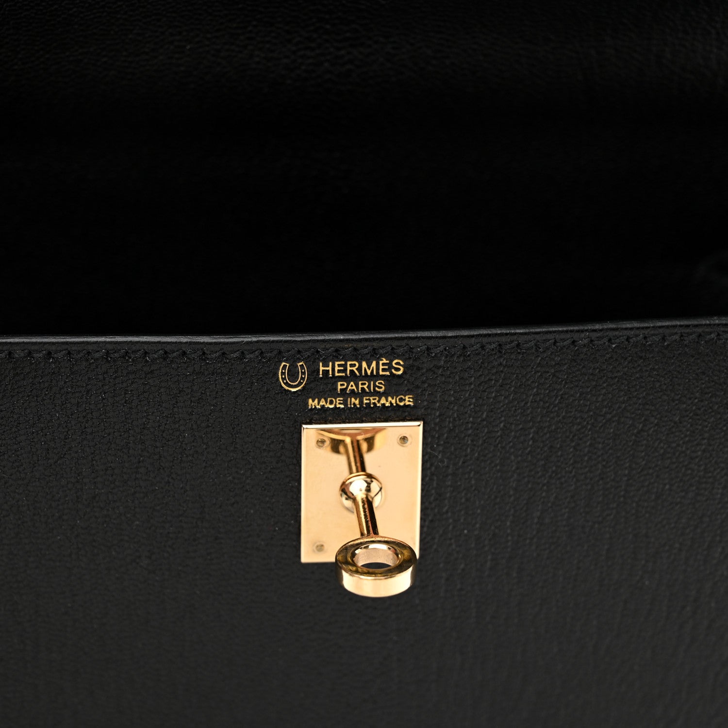 Hermes Chevre Mysore Horseshoe Kelly Sellier 25 Black Gris Agate 6 of 11