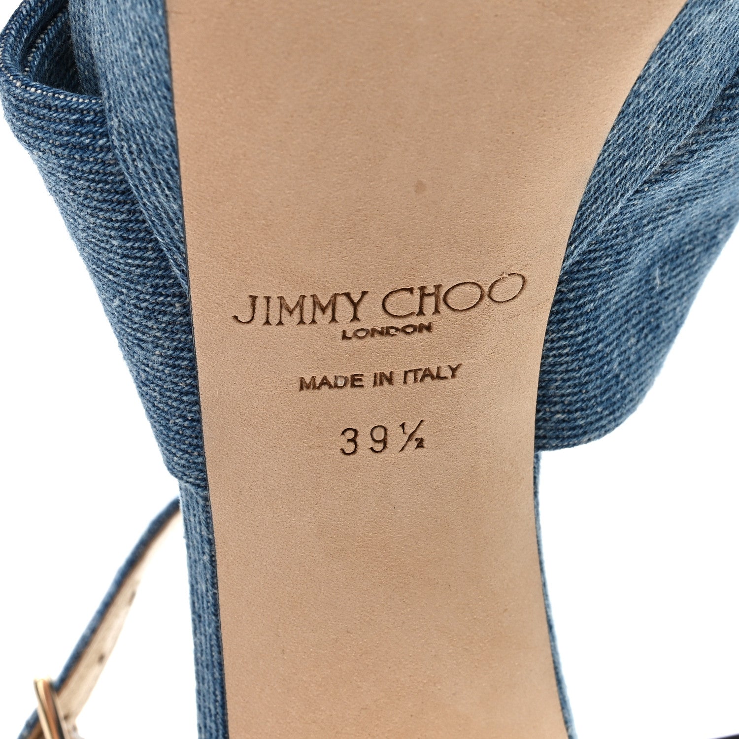 Jimmy Choo Denim Heloise Platform Sandals 39.5 Blue 6 of 7
