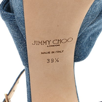Jimmy Choo Denim Heloise Platform Sandals 39.5 Blue 6 of 7