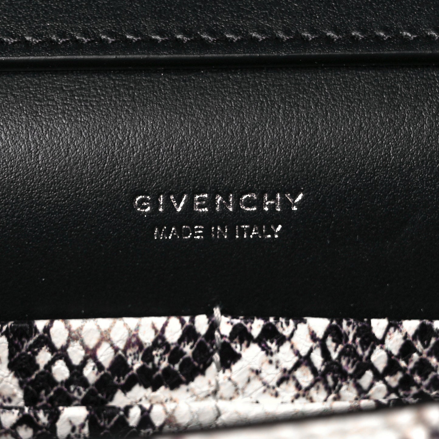 Calfskin Snake Embossed Small 4G Chain Bag Black White
