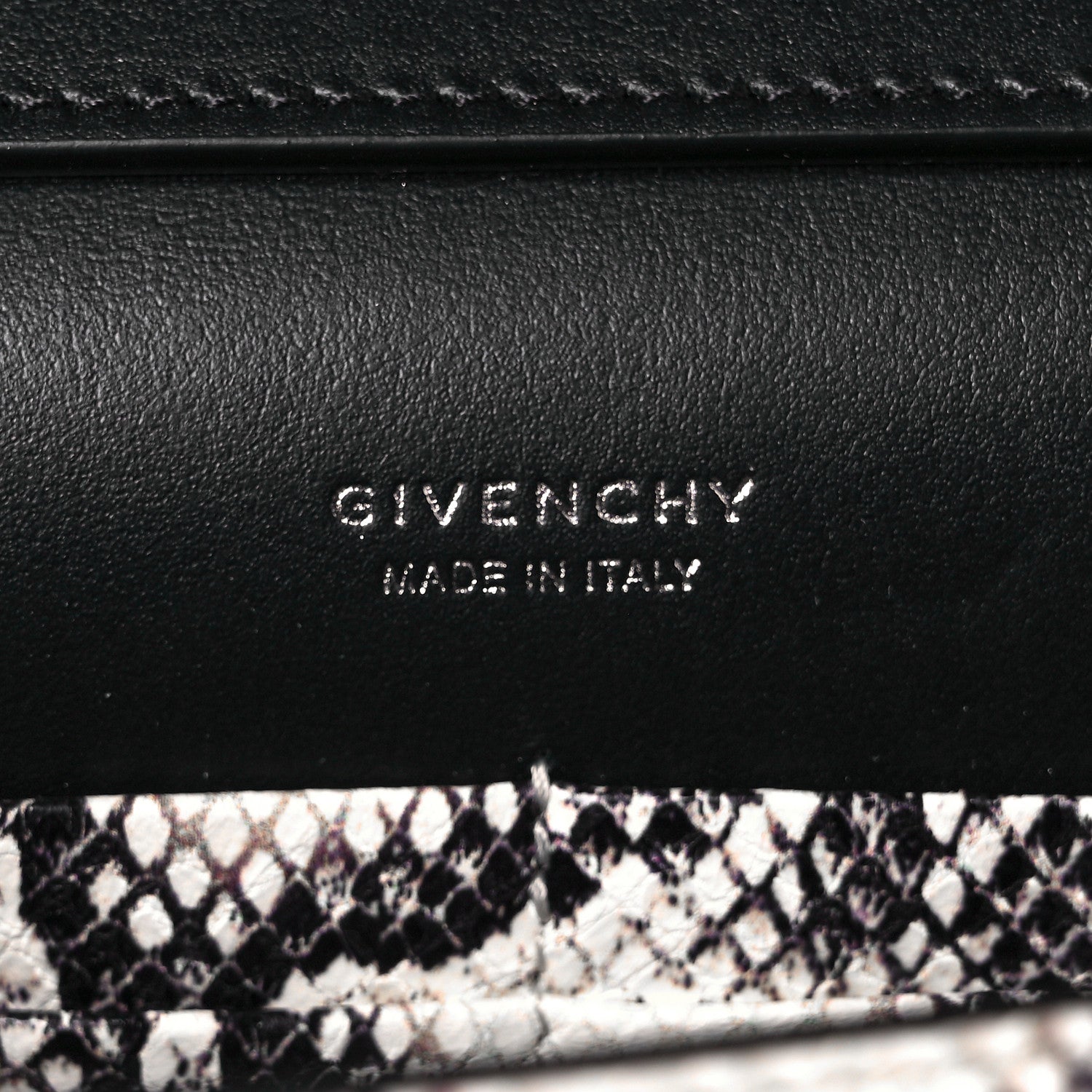 Givenchy Calfskin Snake Embossed Small 4G Chain Bag Black White 8 of 8