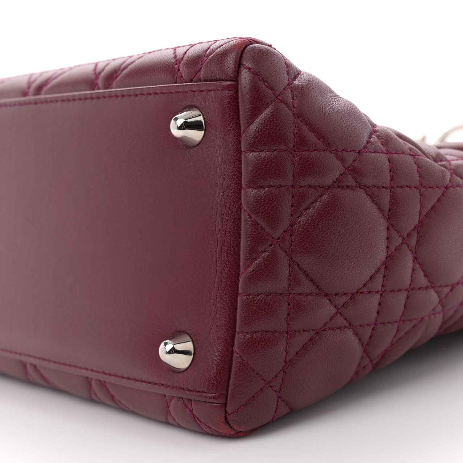 Christian Dior Lambskin Cannage Large Lady Dior Burgundy 10 of 15