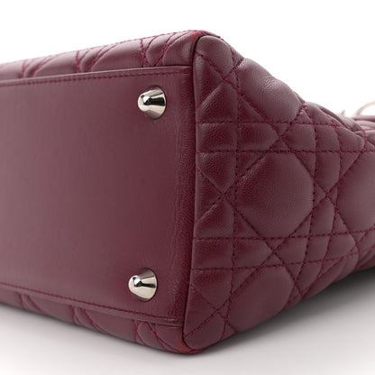 Christian Dior Lambskin Cannage Large Lady Dior Burgundy 10 of 15