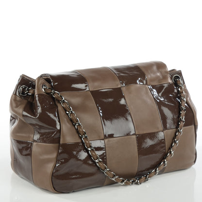 Chanel Lambskin Patent Calfskin Brooklyn Patchwork Accordion Flap Brown 3 of 7