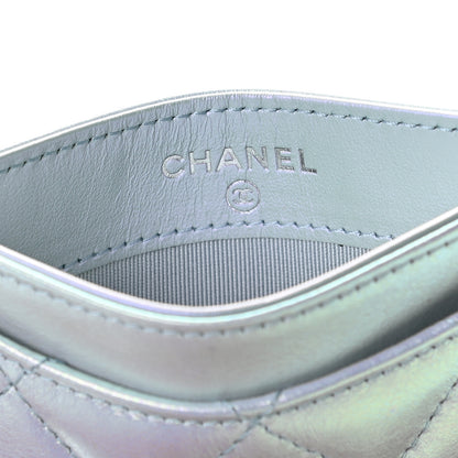 Chanel Iridescent Calfskin Quilted Card Holder Light Blue 7 of 10