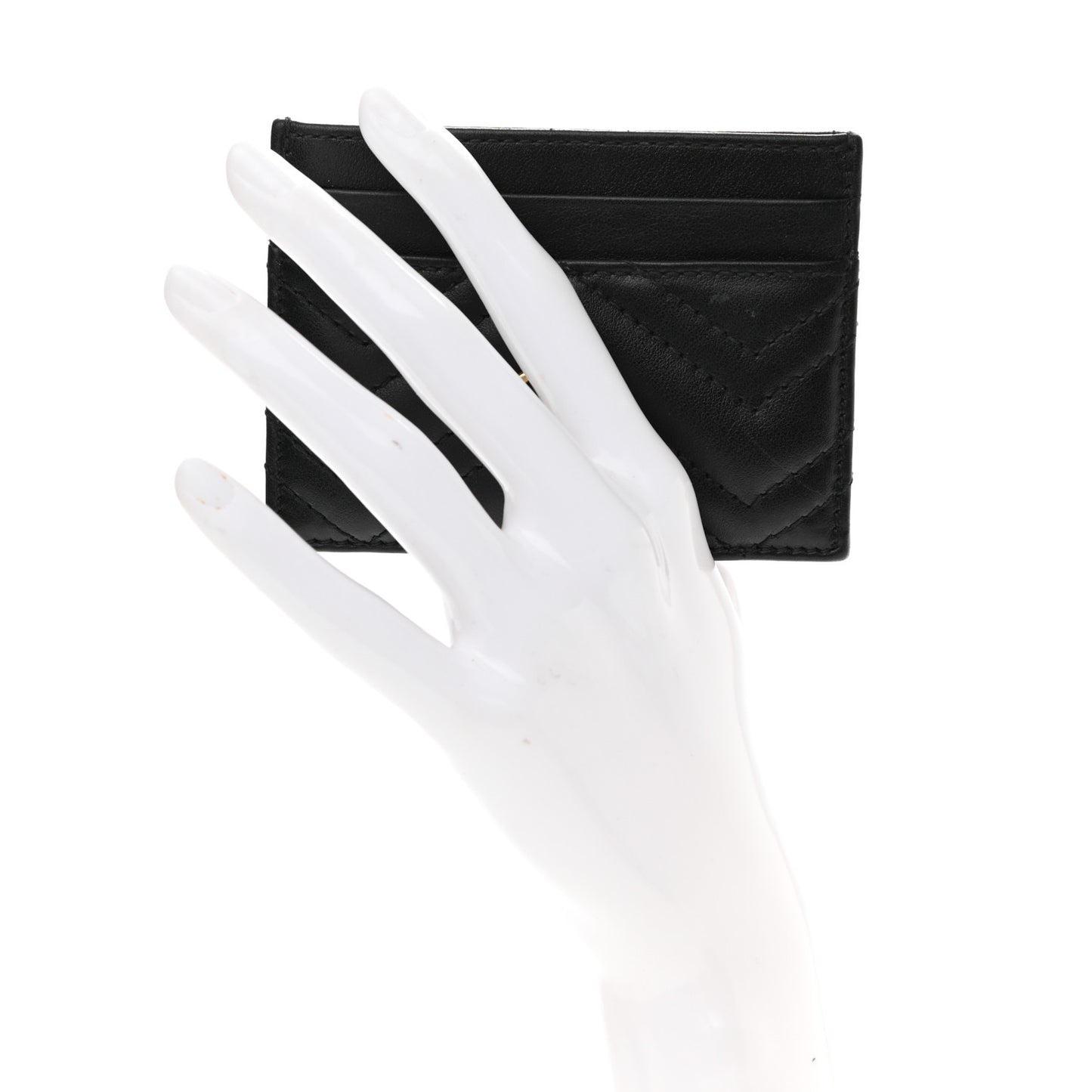 Calfskin Matelasse GG Marmont Card Holder Black