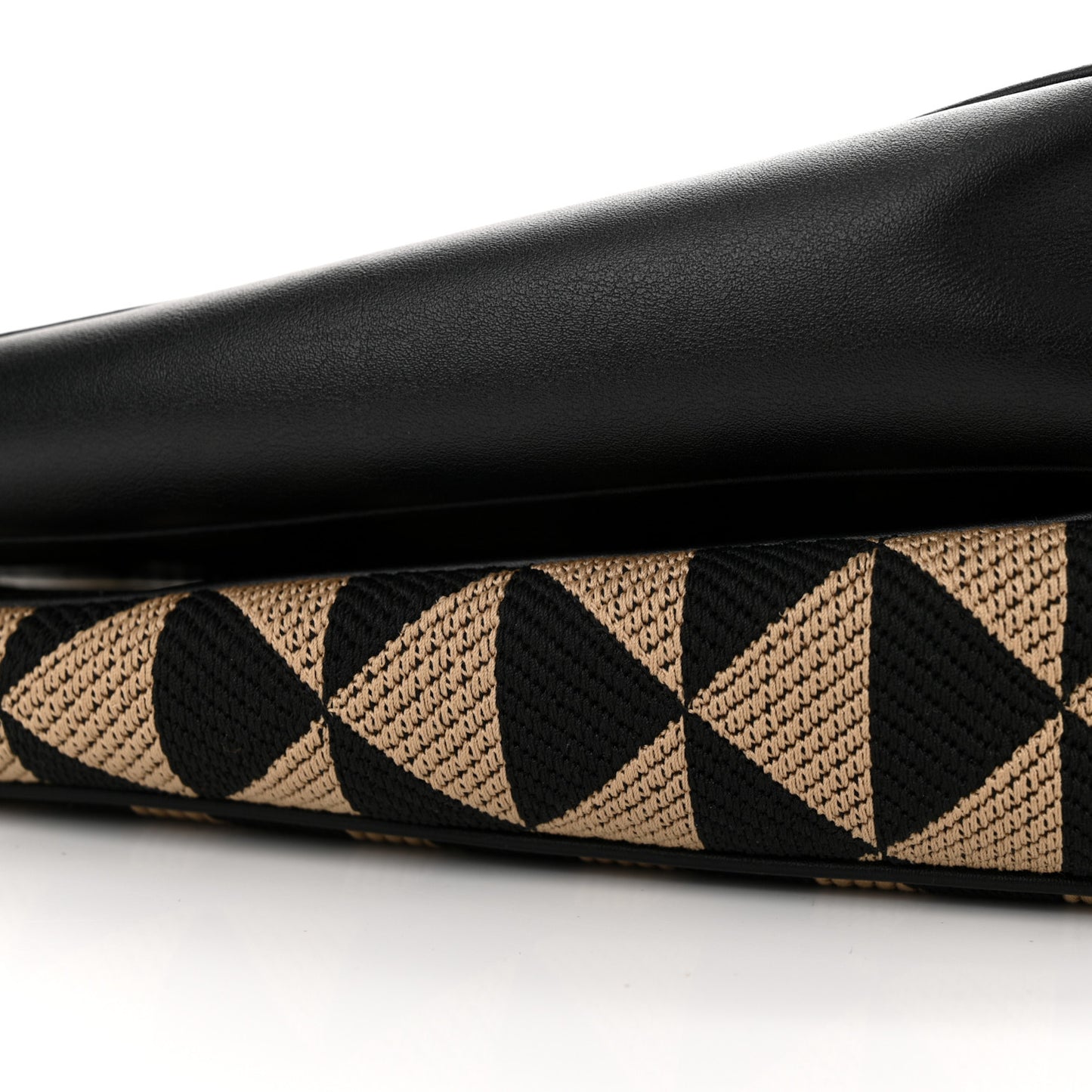 Jacquard Calfskin Triangolo Symbole Embroidered Mini Triangle Double Bag Black Corda