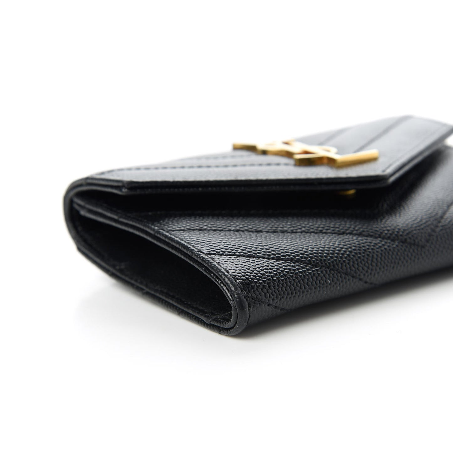 Grain De Poudre Matelasse Chevron Small Monogram Envelope Wallet Black