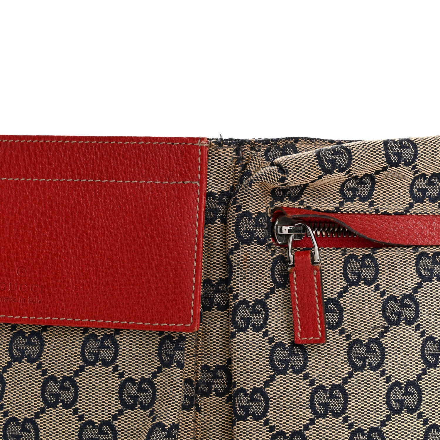 Gucci GG Monogram Web Double Pocket Belt Bag Navy Red 10 of 18