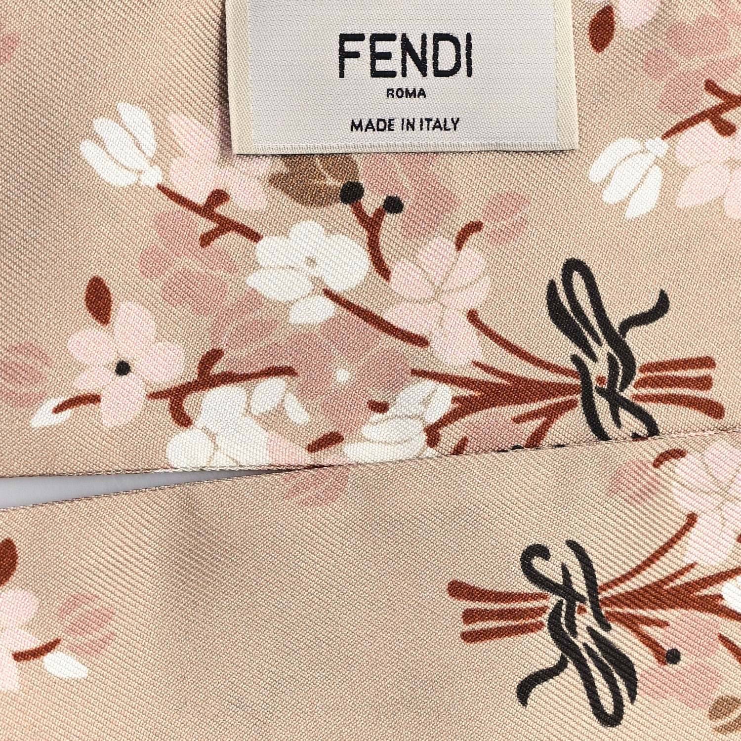 Fendi Silk Lambskin Fringe Bouquet Print Wrappy Bandeau Pink 3 of 3