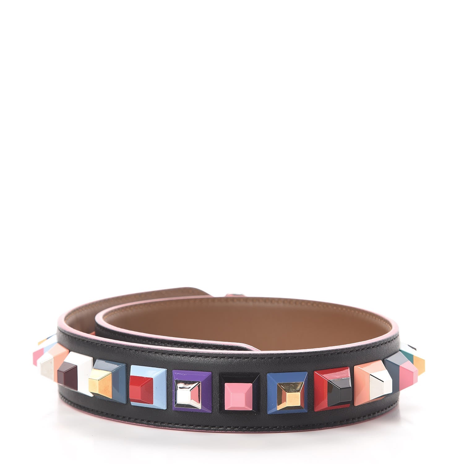 Fendi Vitello Dolce Plexiglass Bi-Color Studded Strap You Black Brownie Multicolor 2 of 3