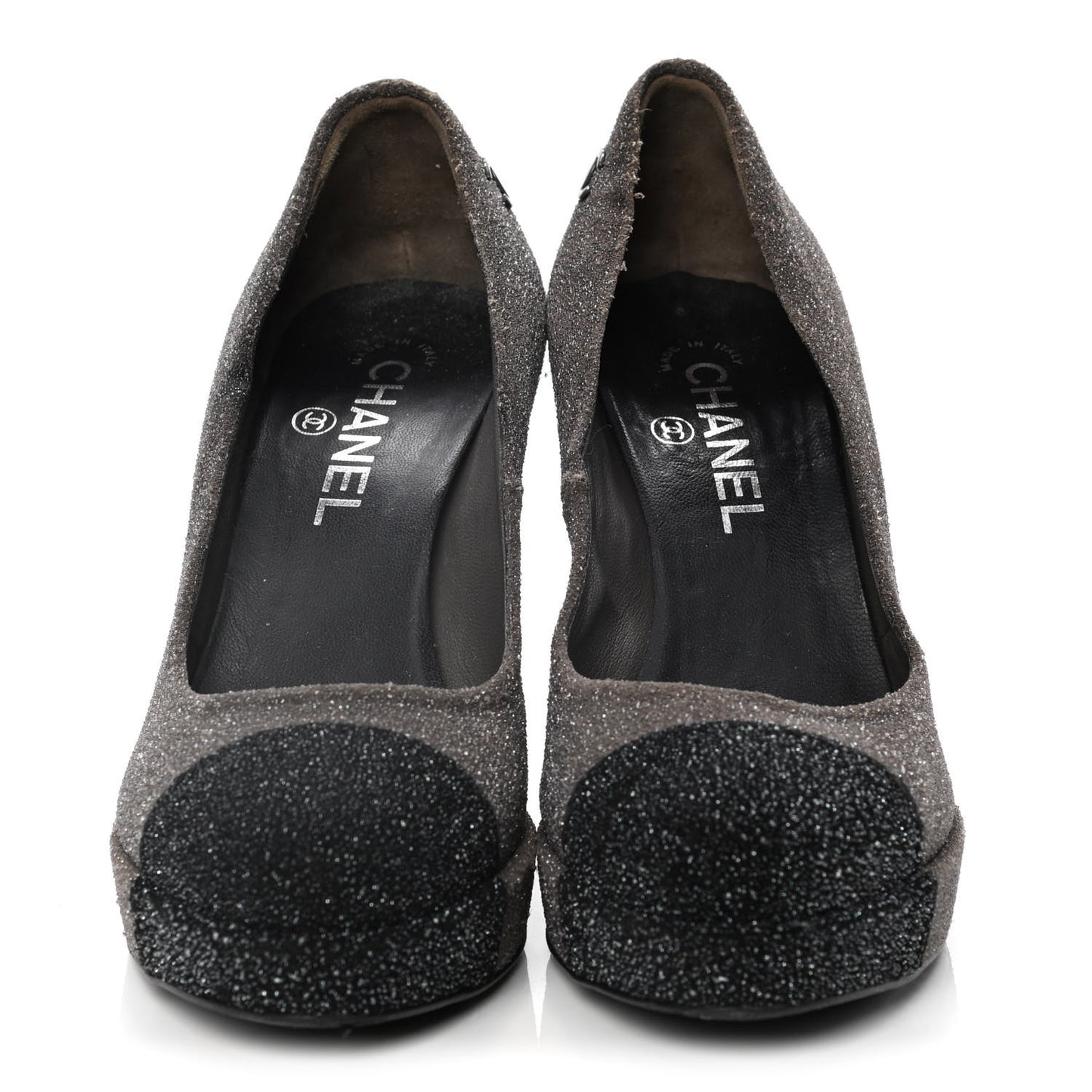 Glitter Cap Toe Pumps 37 Grey Black