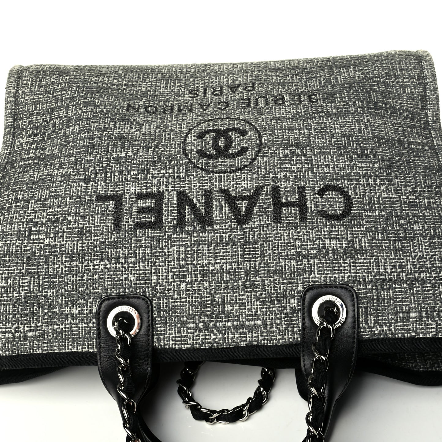 Tweed Medium Deauville Tote Charcoal