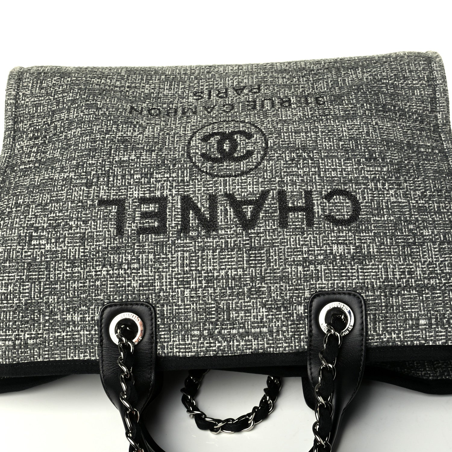 Chanel Tweed Medium Deauville Tote Charcoal 6 of 7