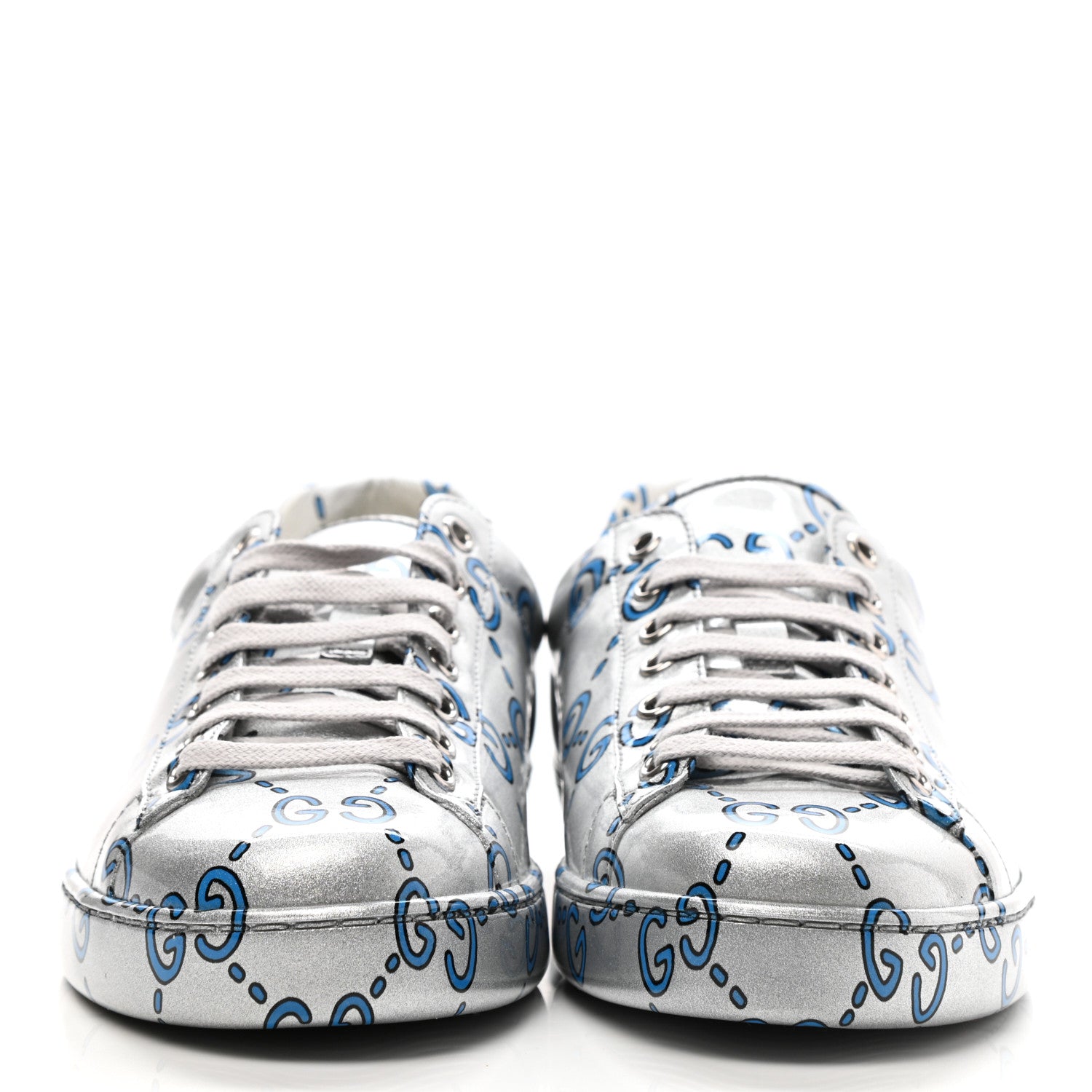Gucci Miro Rubber Wax GucciGhost Print Mens New Ace Sneakers 7 Silver 2 of 10