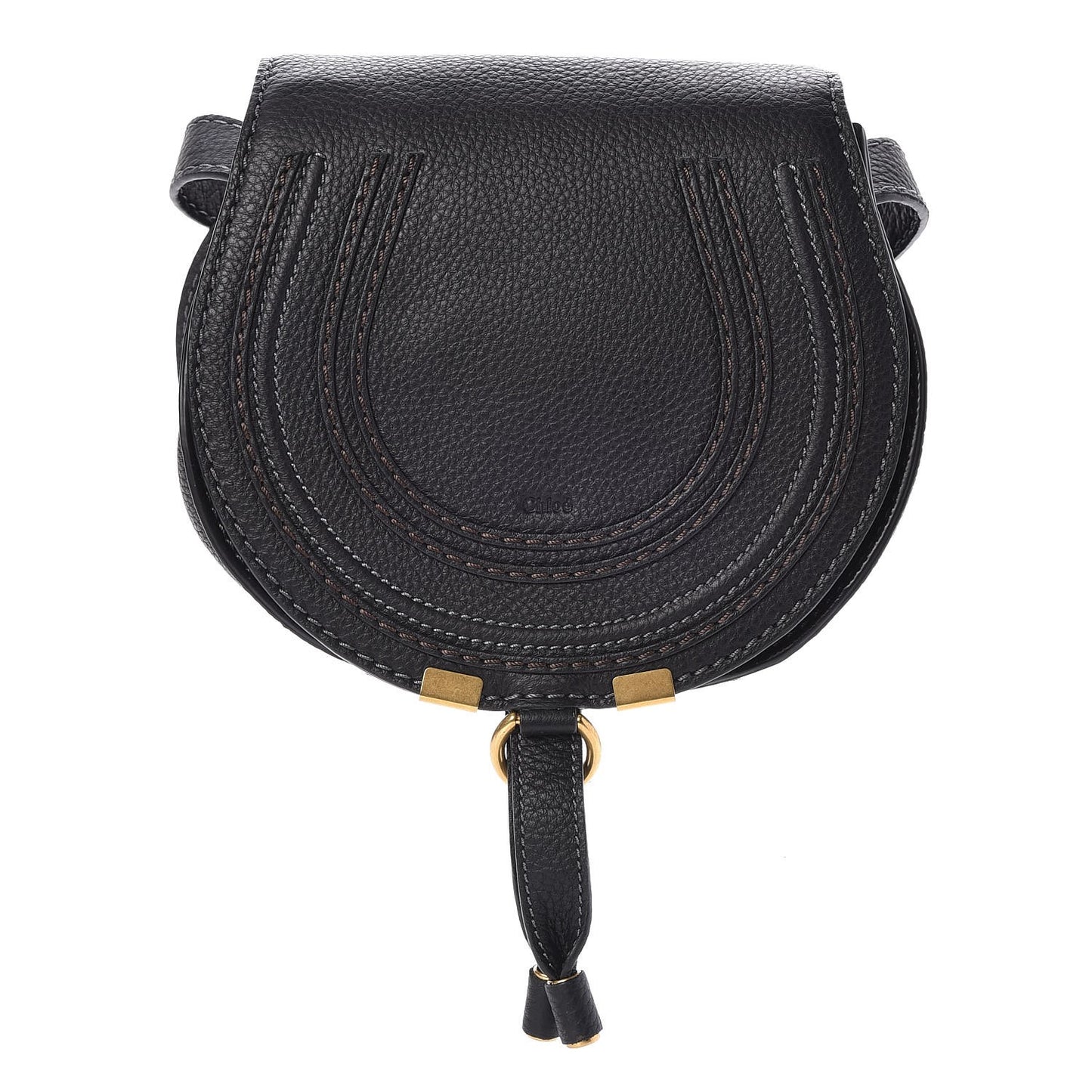 Calfskin Mini Marcie Round Crossbody Bag Black