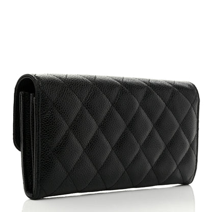 Chanel Caviar Quilted Large Gusset Flap Wallet Black 3 of 9