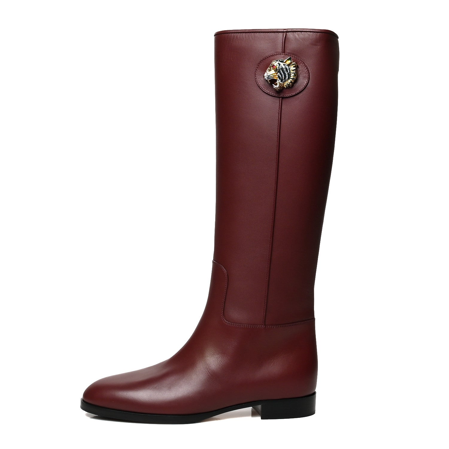 Gucci Calfskin Rajah Tall Boots 37.5 Burgundy 1 of 8