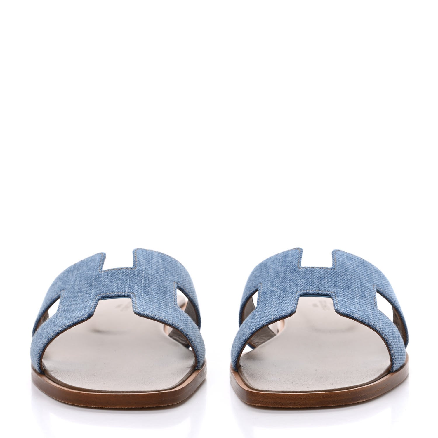 Hermes Denim Canvas Oran Sandals 37.5 Bleu Clair 2 of 8