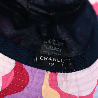 Chanel Cotton Camo Print Bucket Hat S Pink Green Yellow Purple 5 of 5