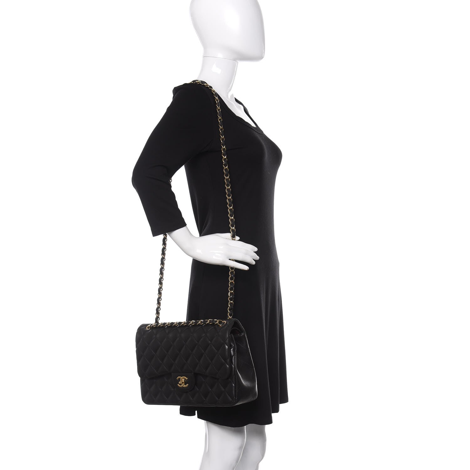 Chanel Lambskin Quilted Jumbo Double Flap Black 3 of 15