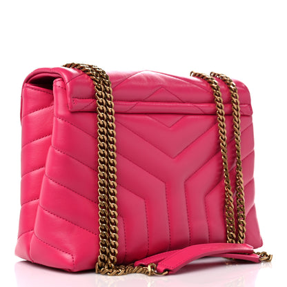 Saint Laurent Calfskin Y Quilted Monogram Small Loulou Chain Satchel Fresh Fuchsia 3 of 9