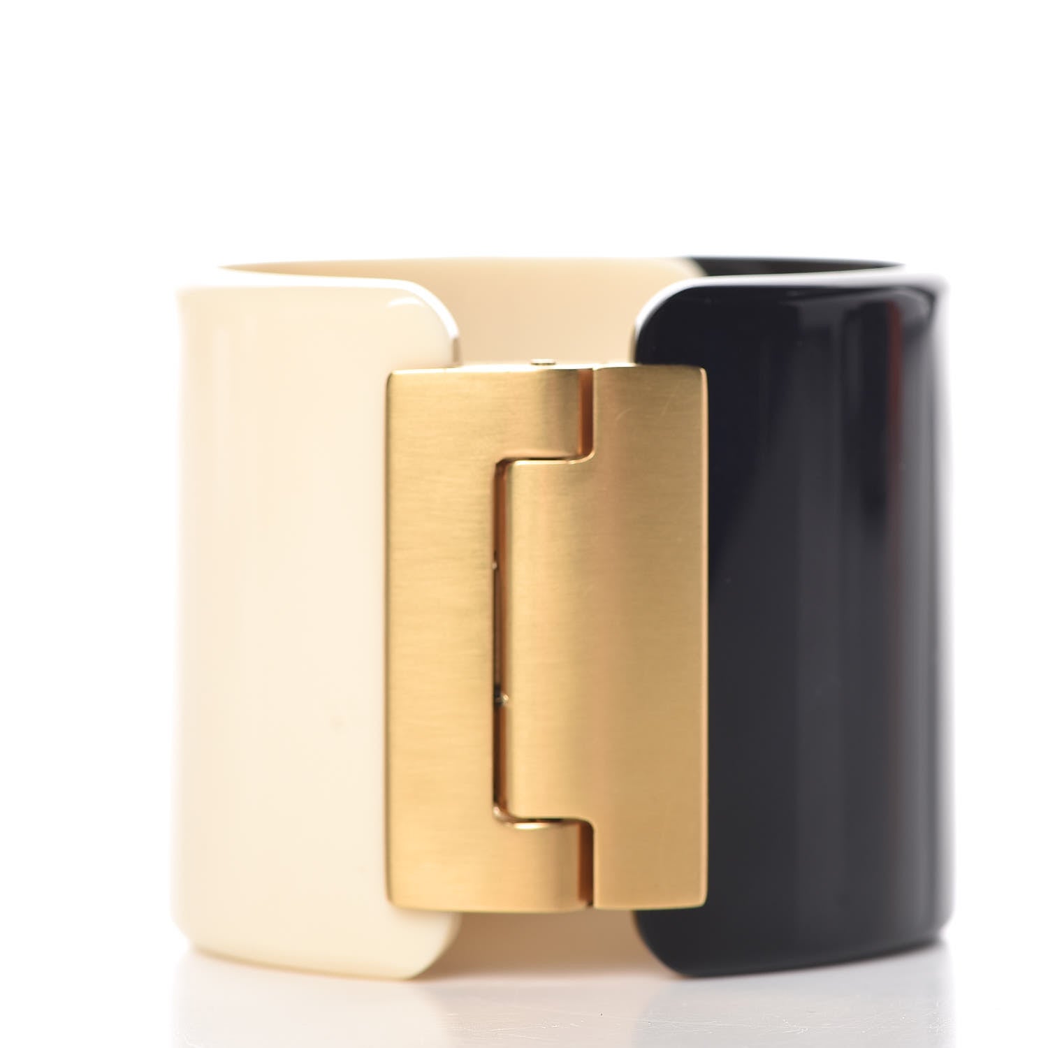 Chanel Resin CC Cuff Black Beige 3 of 5