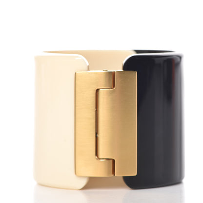 Chanel Resin CC Cuff Black Beige 3 of 5