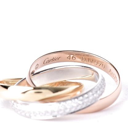 Cartier 18K White Yellow Pink Gold Diamond Small Trinity Paved Ring 46 3.75 4 of 4