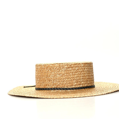 Gucci Straw Grosgrain Wide Brim Hat M Beige Black 5 of 8