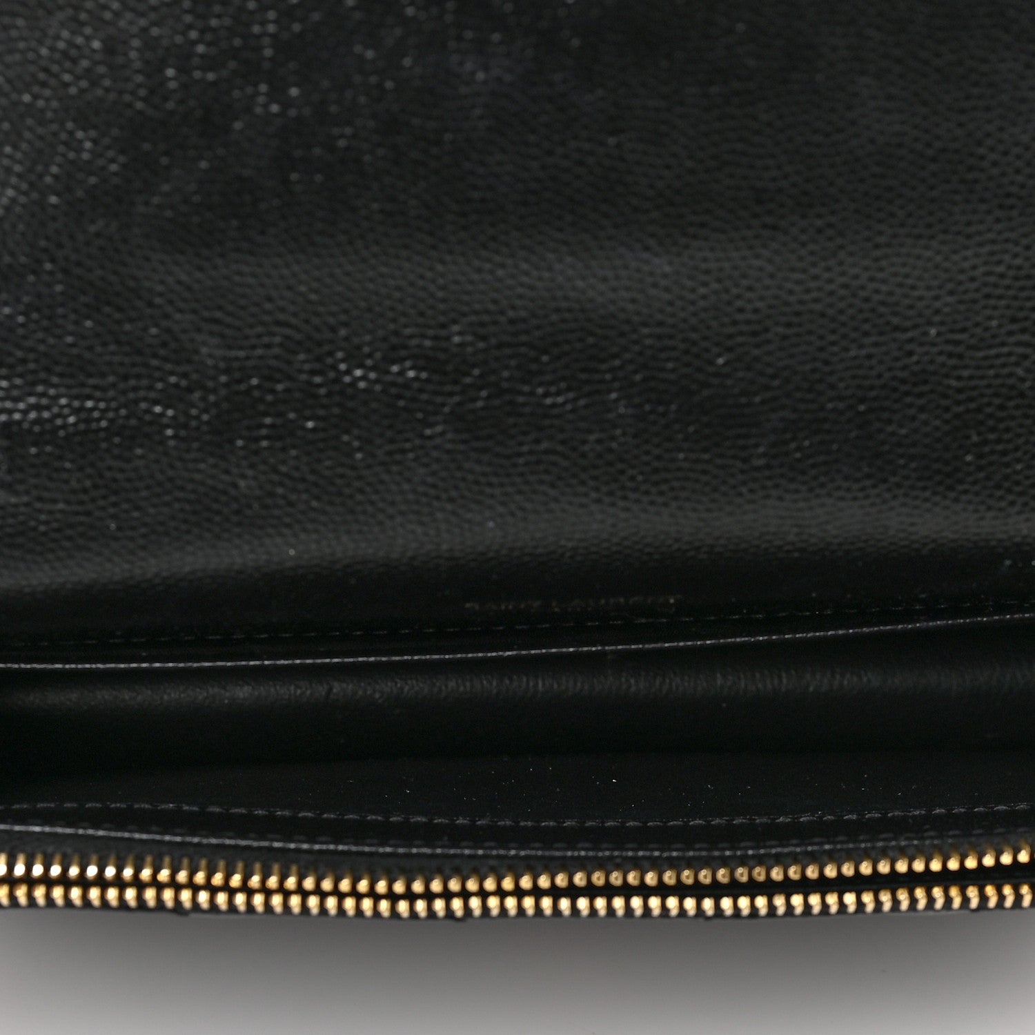 Saint Laurent Grain De Poudre Matelasse Chevron Monogram Envelope Chain Wallet Black 5 of 9
