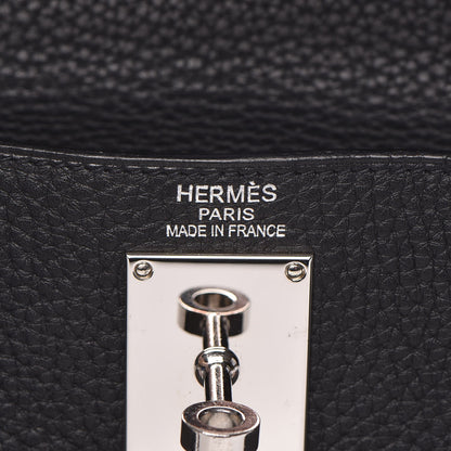 Hermes Taurillon Clemence Shoulder Kelly 40 Black 18 of 33
