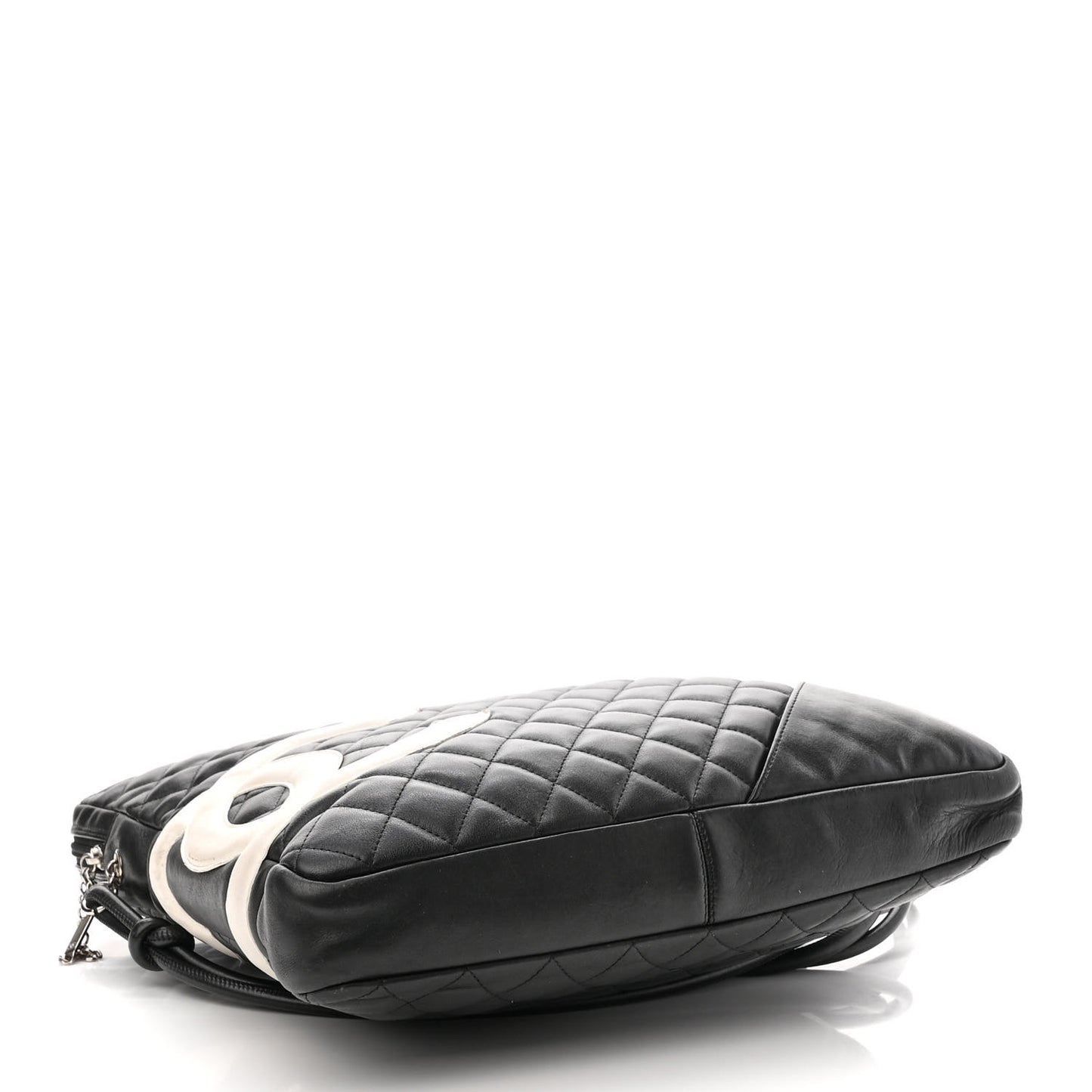 Calfskin Quilted Large Cambon Messenger Black White