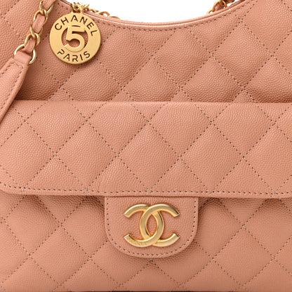 Chanel Caviar Quilted Wavy CC Hobo Beige 8 of 13