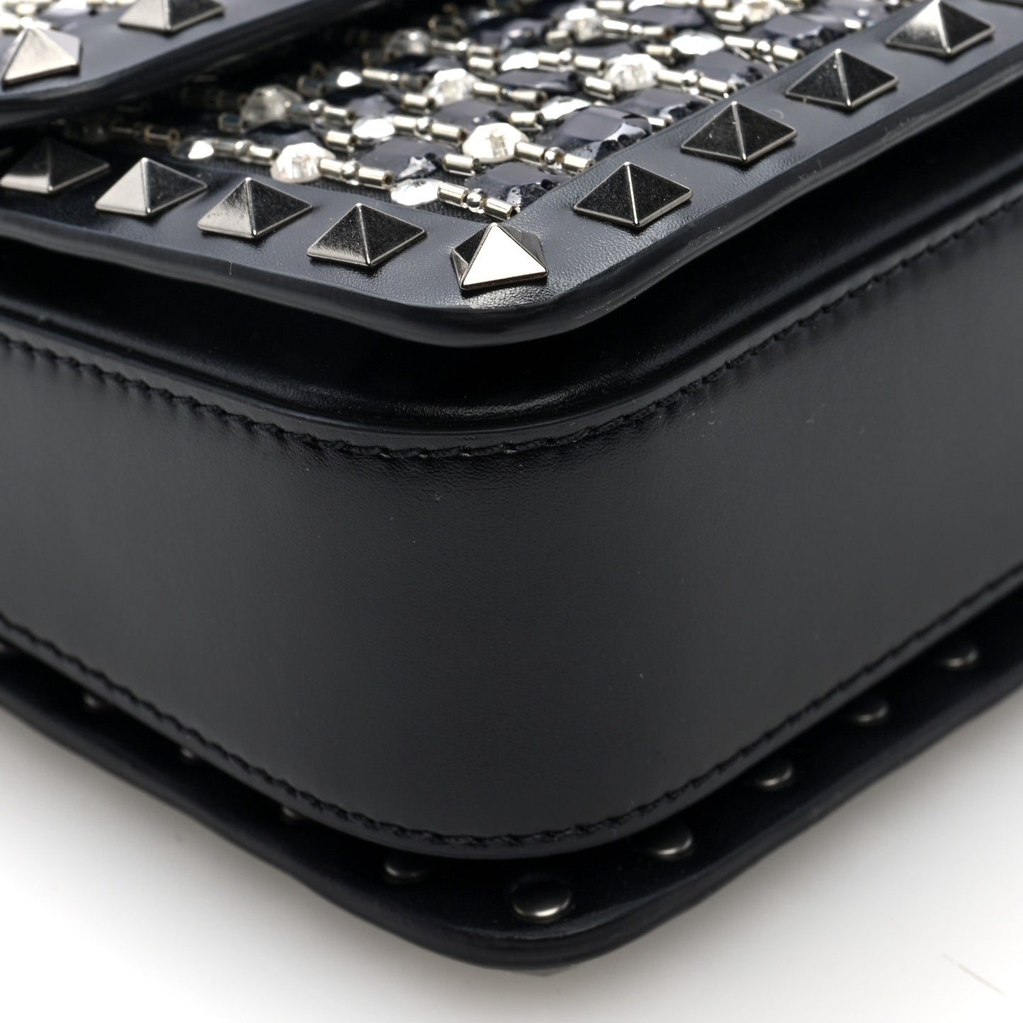 Rhinestone Small Rockstud Shoulder Bag Black