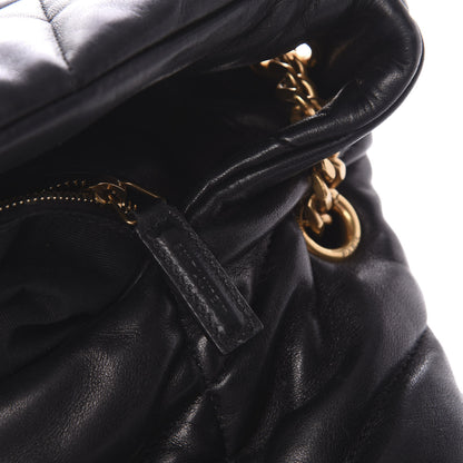 Saint Laurent Lambskin Quilted Medium Loulou Puffer Monogram Chain Satchel Black 12 of 13