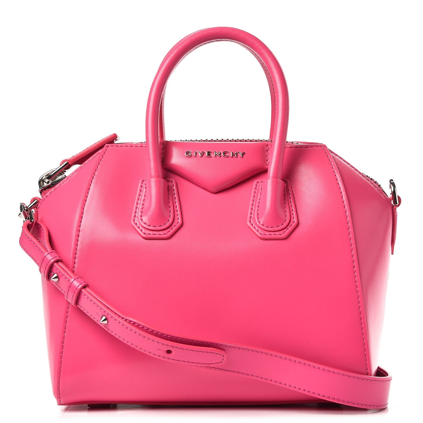 Shiny Lord Calfskin Mini Antigona Shocking Pink
