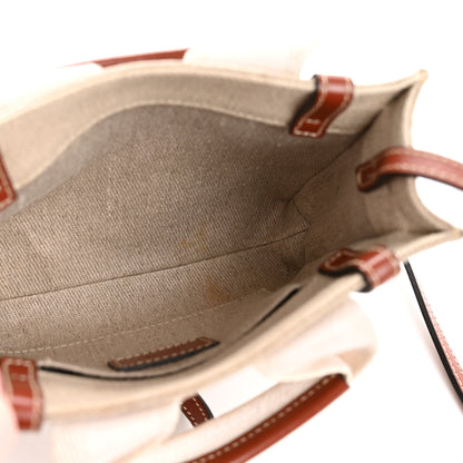 Chloe Linen Calfskin Mini Woody Ribbon Tote White Brown 5 of 10