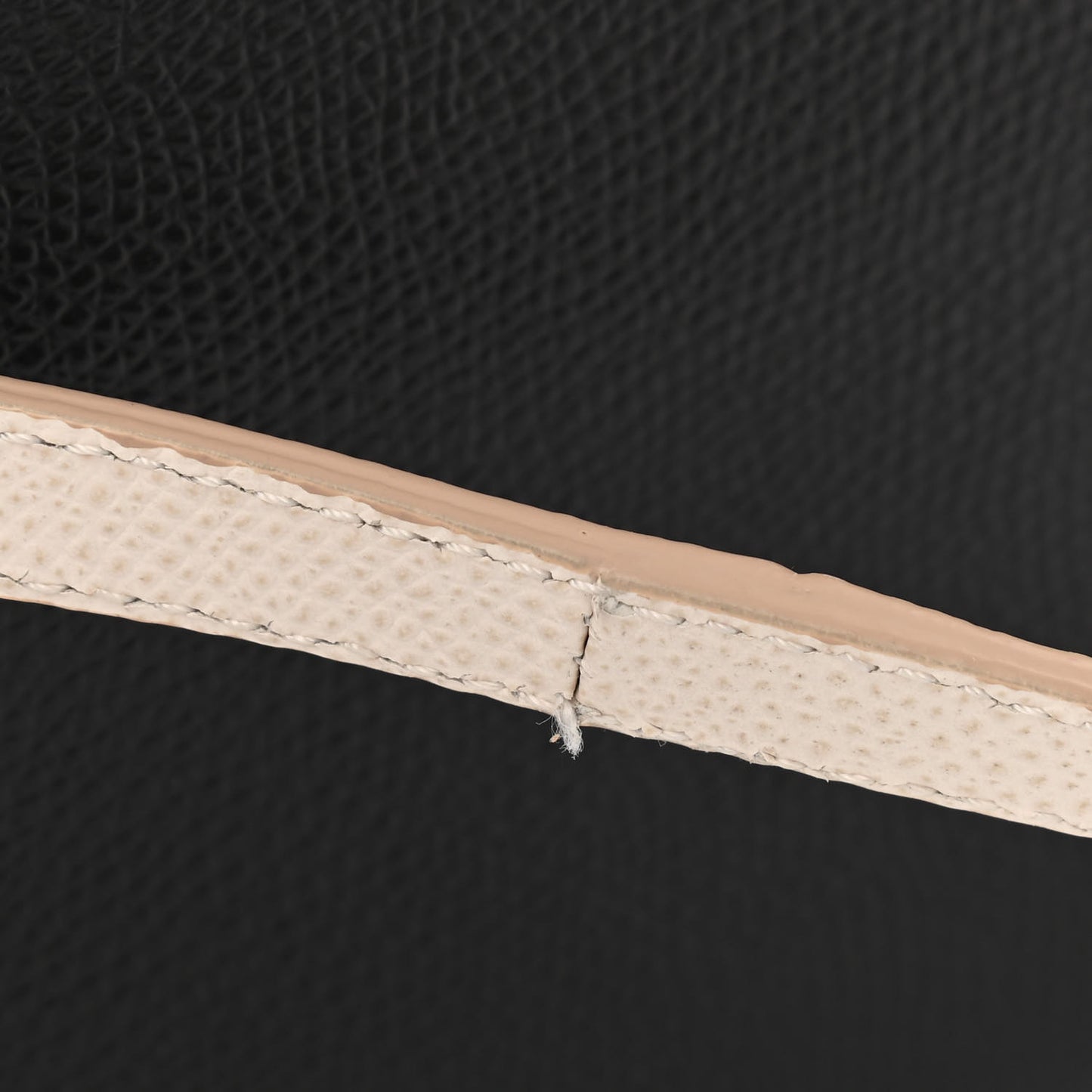 Grained Calfskin Small Vertical Bi-Cabas Cream Black