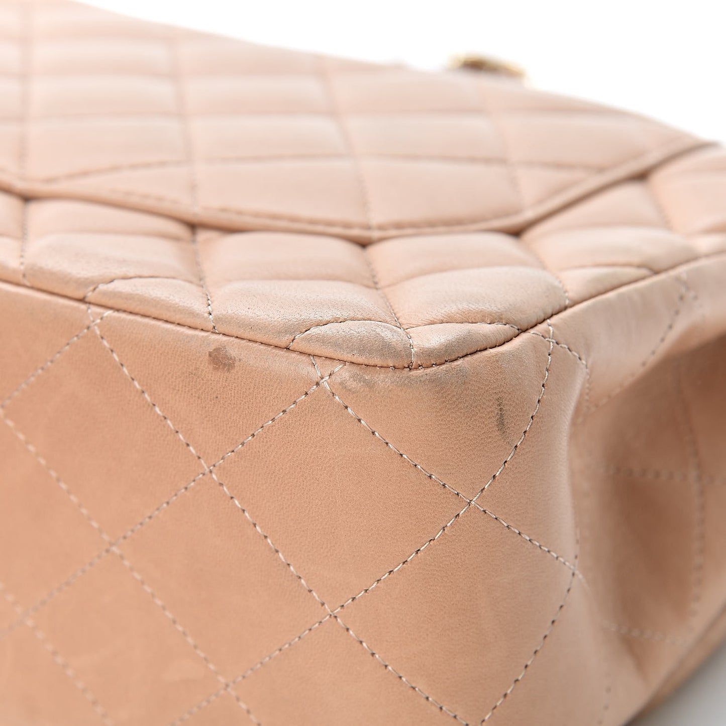 Lambskin Quilted Jumbo Double Flap Beige Clair