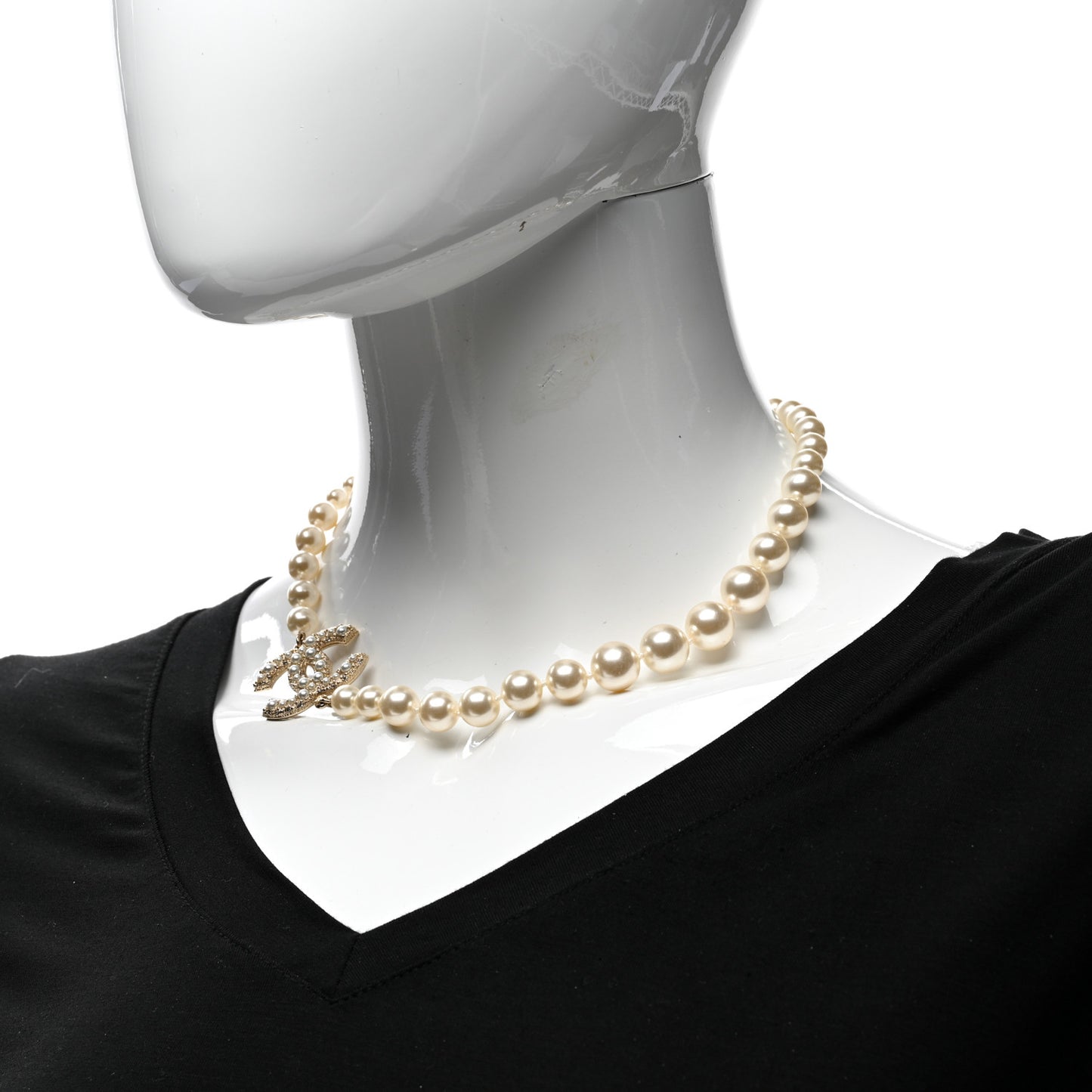 Pearl CC 100th Anniversary Necklace Light Gold