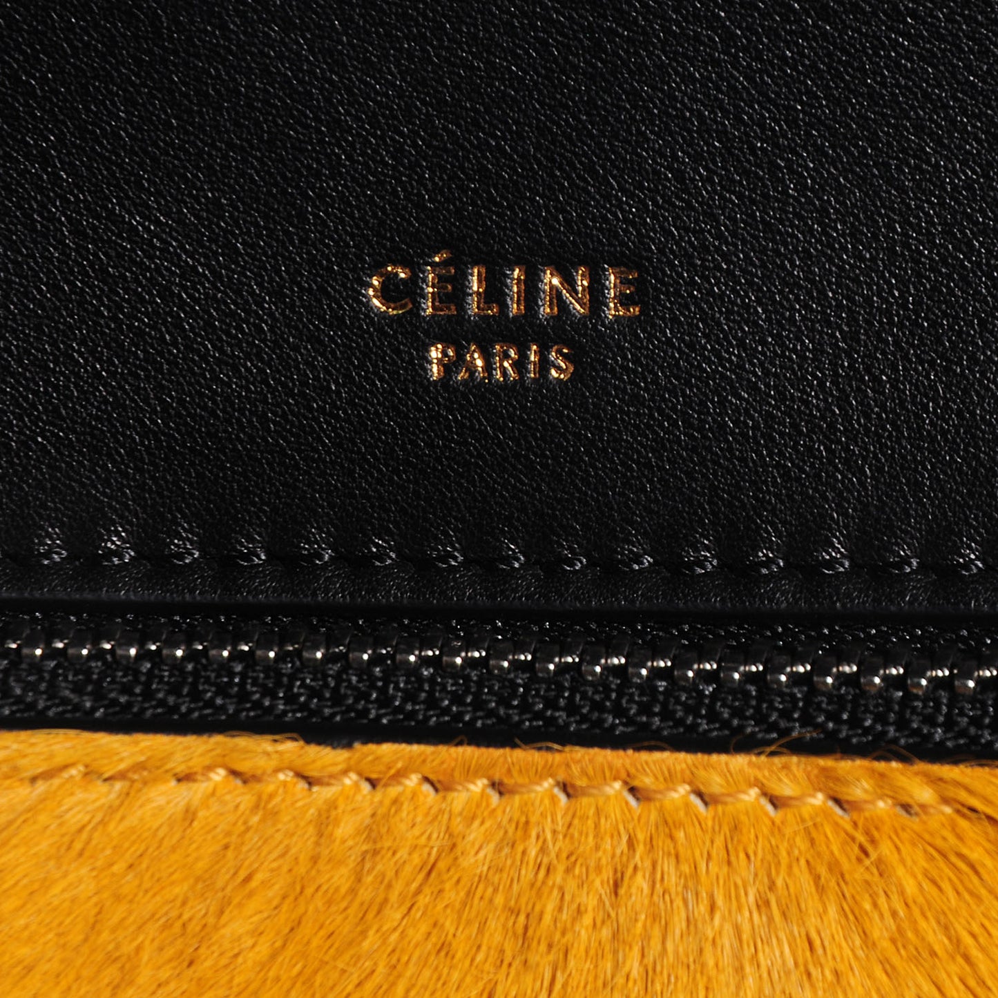 Pony Hair Medium Edge Shoulder Bag Mustard
